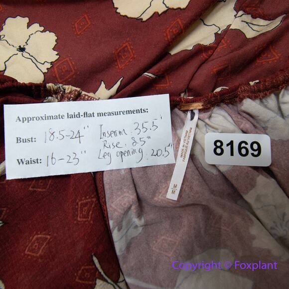 New! Free People AUSTYN brick red floral flaired pant ruffle jumpsuit, size M - Picture 15 of 16